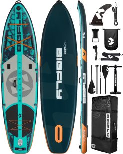 Bigfly 11'6×35" Super Wide Inflatable Stand Up Paddle Board, Ultra Stable Wide SUP for 2+1 People/Family/Big Size, Kayak Seat & Kayak Floating Paddle 4pcs