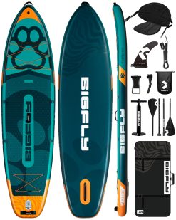 Bigfly 11'6"x35"x6" Inflatable Non-Slip Stand Up Paddle Boards with Kayak Paddle 4pcs, Kayak Seat, Anti-Slip Scratch Resistant Widened SUP Board for Pet Dog Family Board Travel Leisure